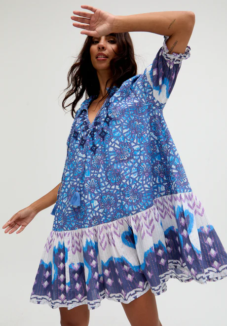 Multicolor Embroidered Mini Dress