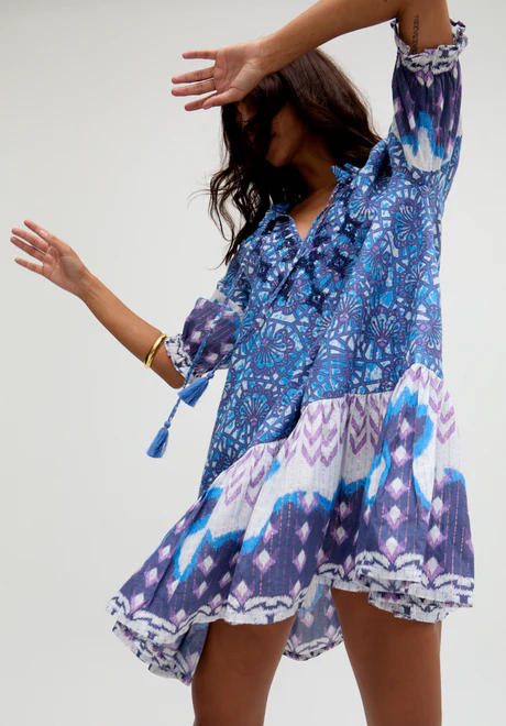 Multicolor Embroidered Mini Dress