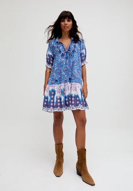 Multicolor Embroidered Mini Dress