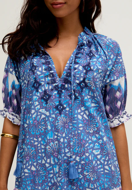 Multicolor Embroidered Mini Dress