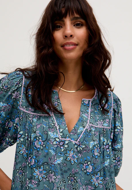 tiered hem floral-print mini dress